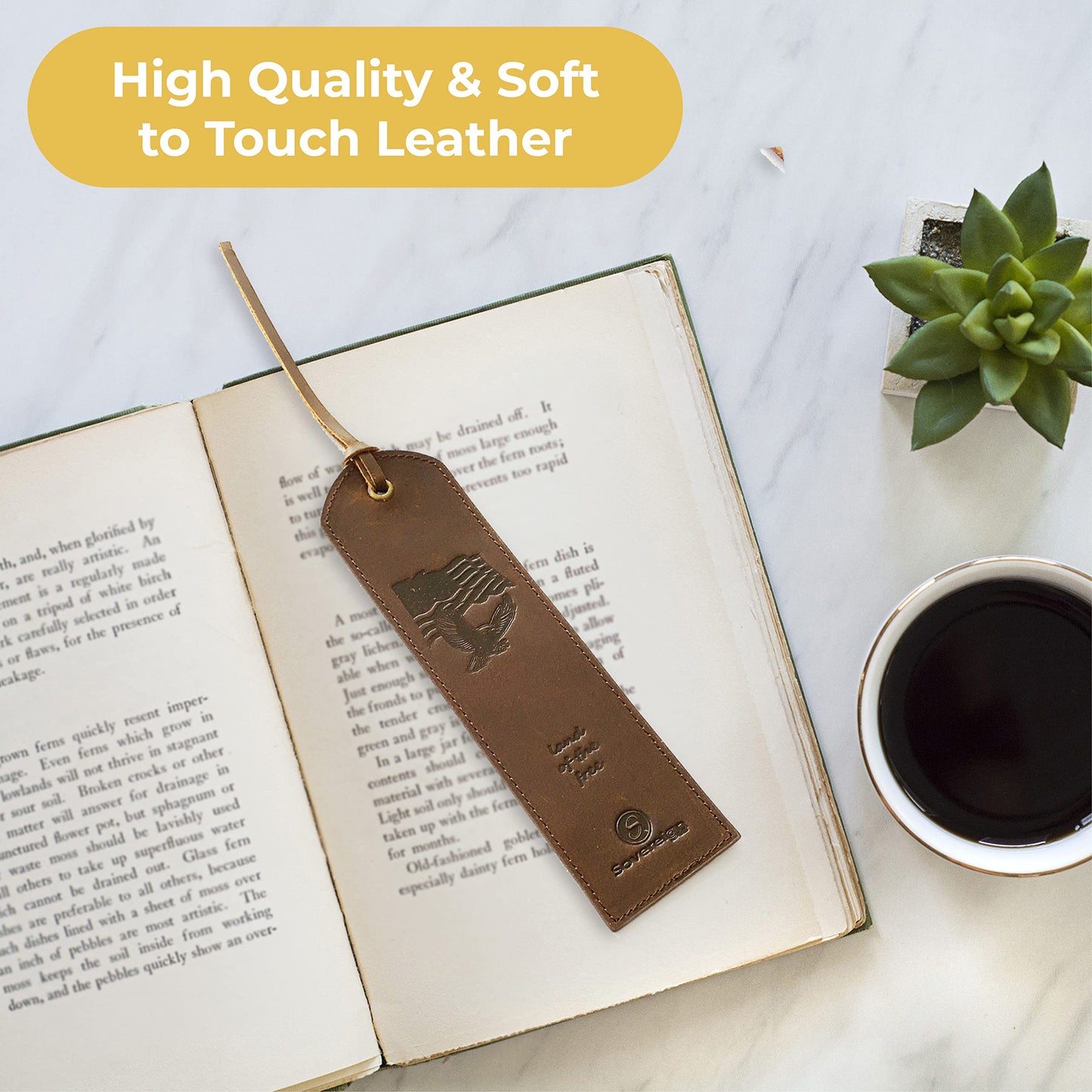 Sovereign-Gear Premium Leather Bookmark | Elegant Smart Bookmark for Men and Women | 2-Pack Leather Bookmarks with USA Flag & Eagle for Readers, Writers, and Book Lovers (7x2)