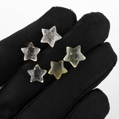 CRYSTALINES 5pcs, Wholesale Natural Golden Rutiled Quartz Gemstones, Bulk Star Shape Stones, Assorted Loose Supply, DIY Craft-Jewelry Making, Chakra Healing Crystals, Gem Collection, 10-12mm