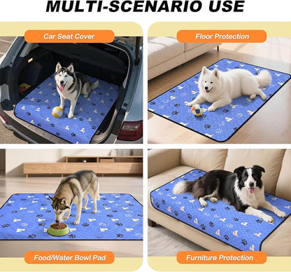 WanpeeGoo Washable Pee Pads, Puppy Pee Pad for Dogs, 2 Pack Absorbent Reusable Training Dog Pads Pet Puppy Pads, Non-Slip Potty Pads for Whelping, Playpen, Crate, Bed, Blue 24"x48"