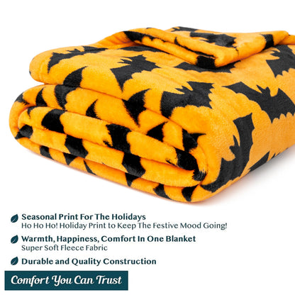 PAVILIA Halloween Throw Blanket for Couch | Bat Fall Halloween Fleece Blanket | Soft, Plush, Warm Black Fall Cabin Throw, 50x60 (Bat Halloween)