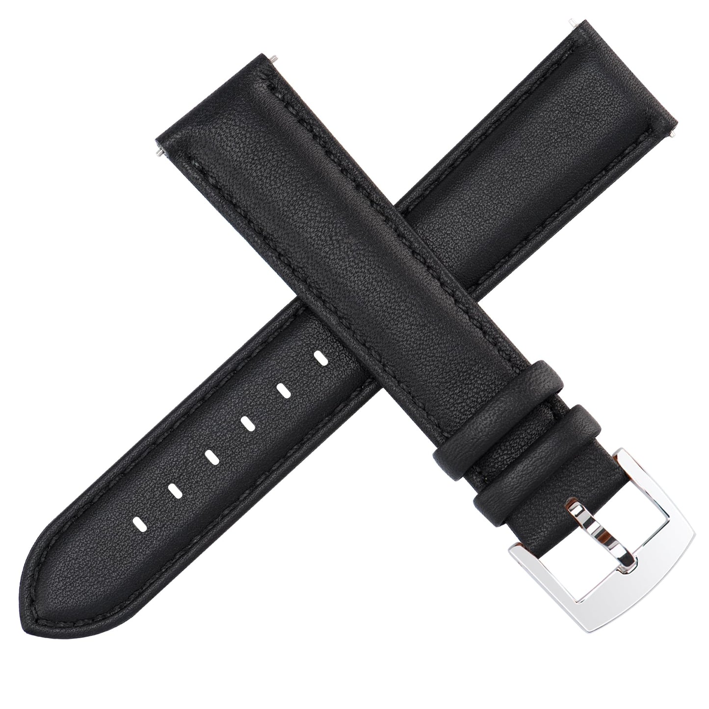 OTTOODY Leather Watch Bands Strap Quick Release, Elegant & Soft Top Grain Genuine Leather Watch band for Men Women, 22mm 21mm 20mm 18mm 16mm Replacement Straps for Watch & Smartwatch, Silver Buckle