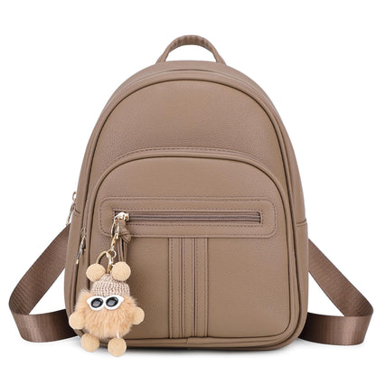 BAGOK Mini Leather Backpack Purse for Women, Small Backpack Purse with Cartoon Charm, Cute Fashion Bag for Girls