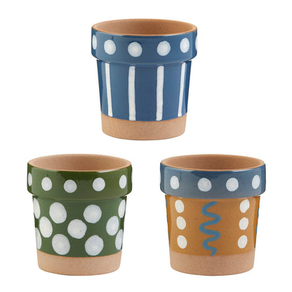 Mud Pie Green Dotted Rim Flower Pot, 4" x 4" Dia