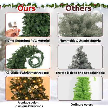32Pcs 6 FT Christmas Tree with Light and Nightmare Ornament Ball Before Bendable Whimsical Christmas Tree with Black White Bow Ball 8 Modes String Light Crooked Bent Top for Home Decor (Green)