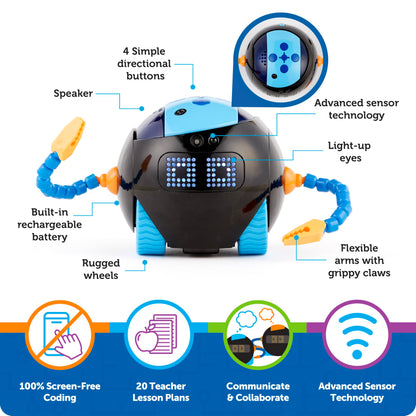 Learning Resources Cooper the STEM Robot Classroom Pack – Rechargeable Educational Coding Robot Toy for Elementary School, Coding Toys for Kids, Robotics Kits for Kids Age 5-7