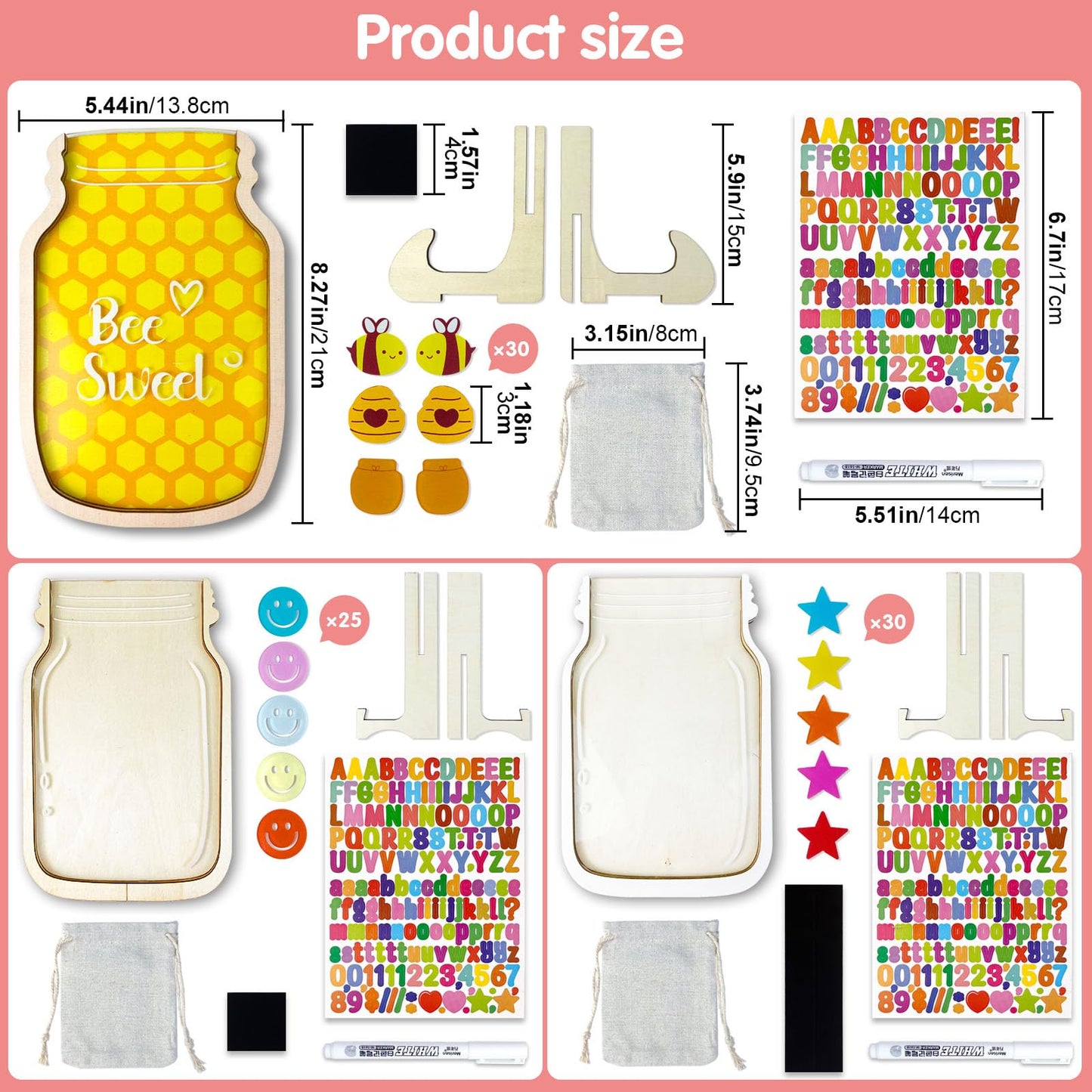 haotuntrek Magnetic Reward Jar with Star Jar for Kids - Classroom Reward Chart, Behavior Incentives System & Class Reward Tool for Home and Schoo (Bee)