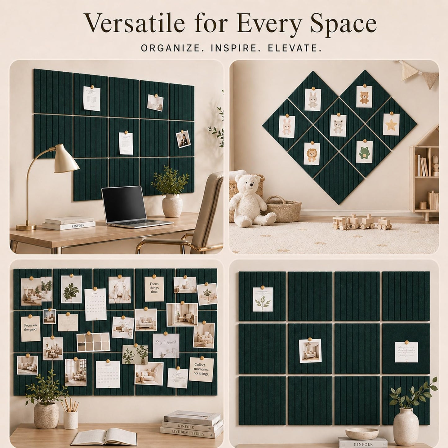Baysola Stripe Felt Bulletin Board Panels 48 x 36 Inch Self Adhesive Wall Tiles Cork Board Alternative for Office Classroom Photos Notes 12 Pack