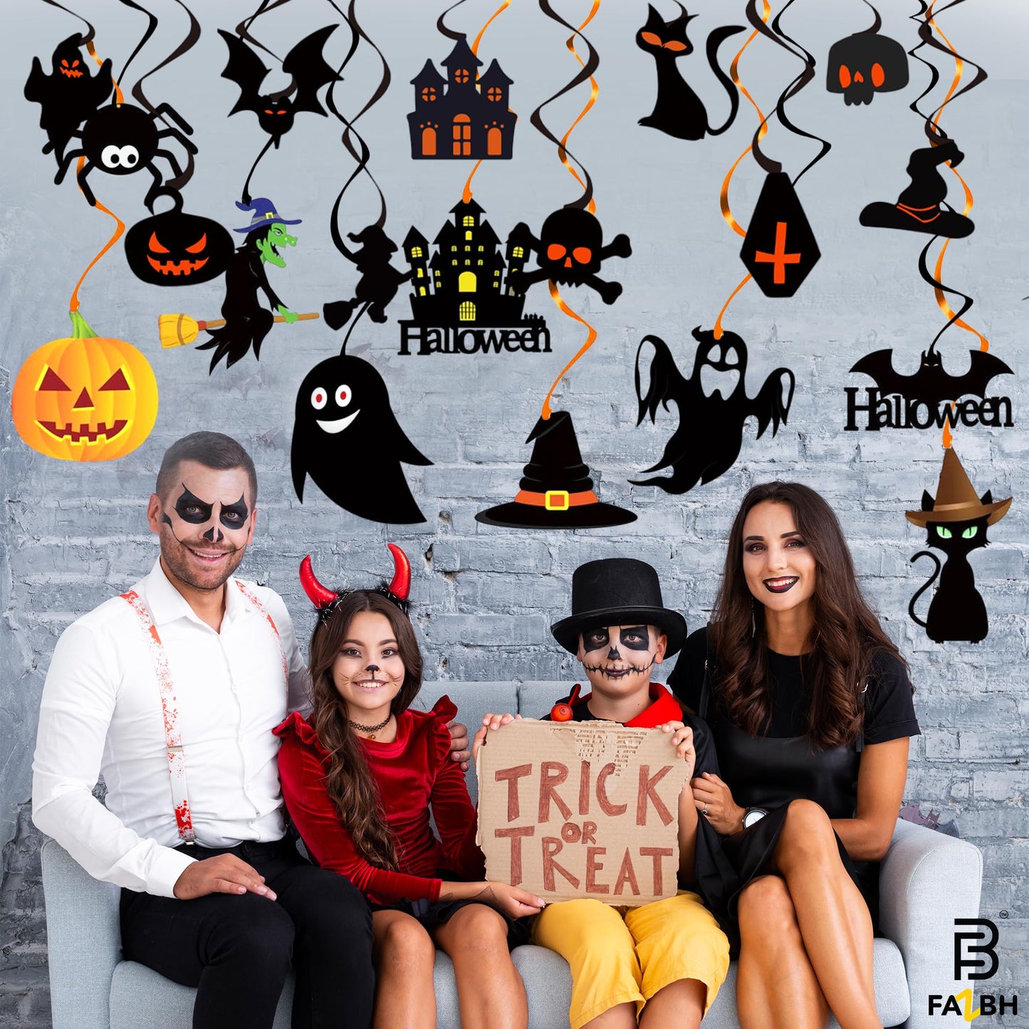 56 Pieces, Halloween Swirls for Hanging Halloween Decorations - No DIY | Ghost Pumpkin Witches Swirls, Scary Ceiling Streamers, Scary Party Decorations, Haunted House Decor, Classroom, Office Décor
