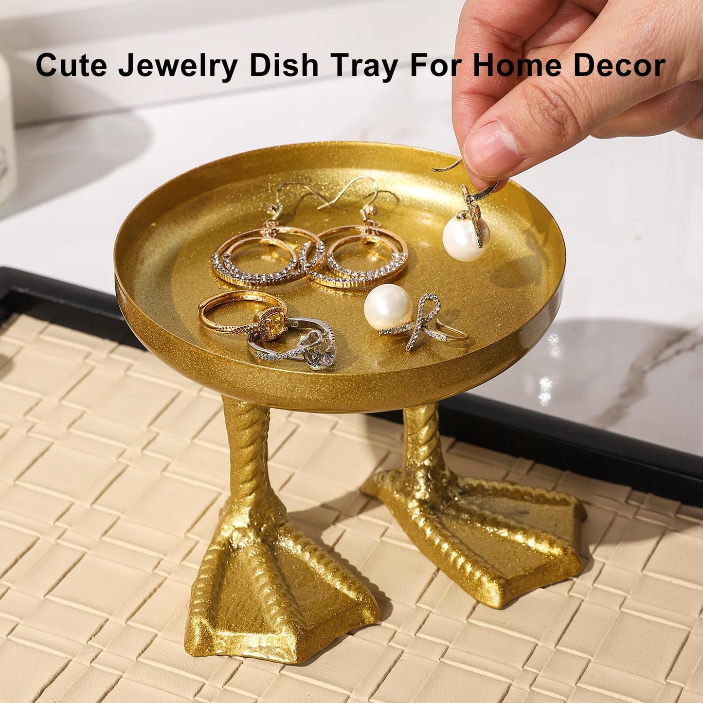 ATLZBLTCI Duck Cute Jewelry Dish Tray. Ring Holder Dish Tray. Small Trinket Dish Tray.Jewelry Bowl