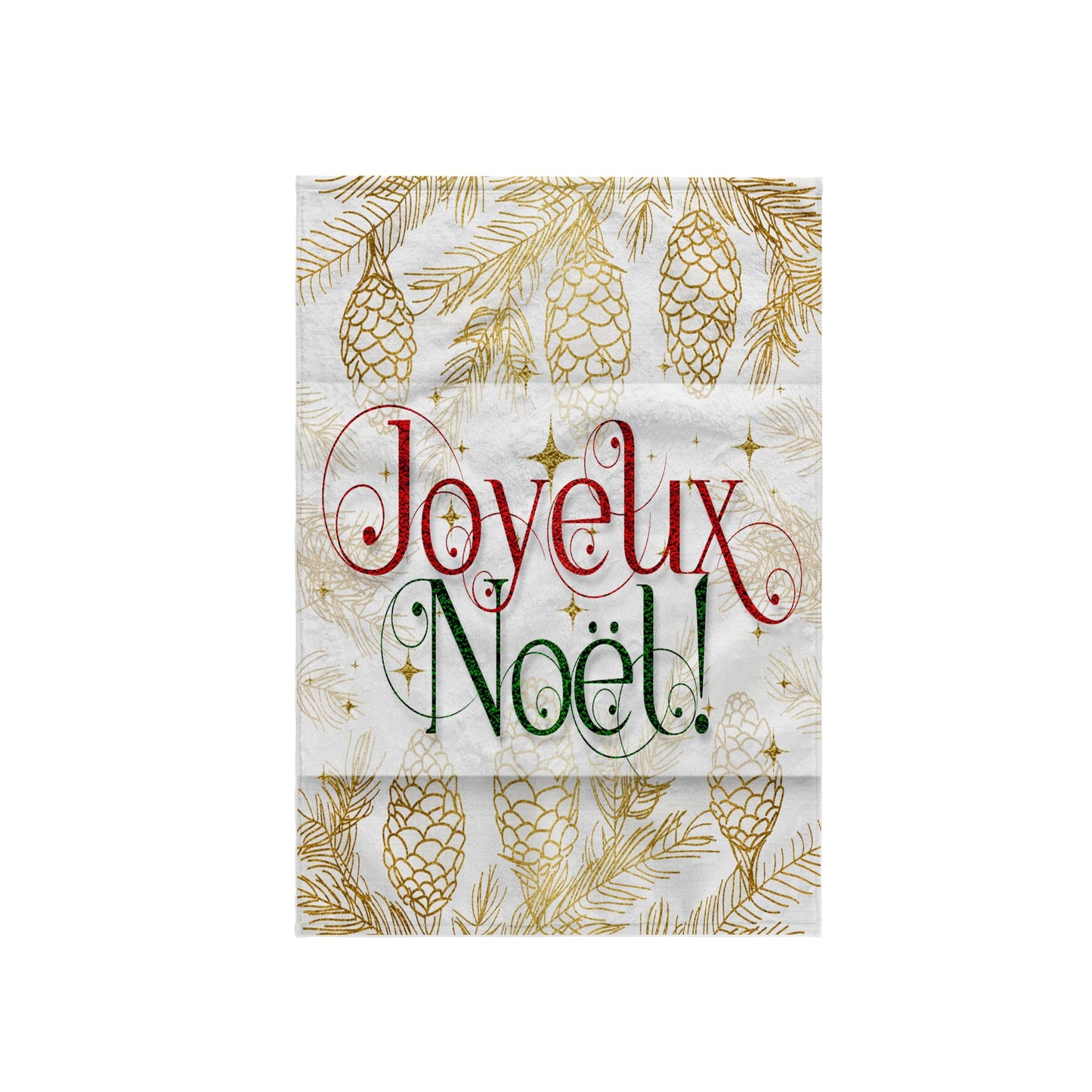 3dRose Towel - Joyeux Noel French Christmas Image of Red Green and Gold - 15 by 22-inches (TWL_298763_1)