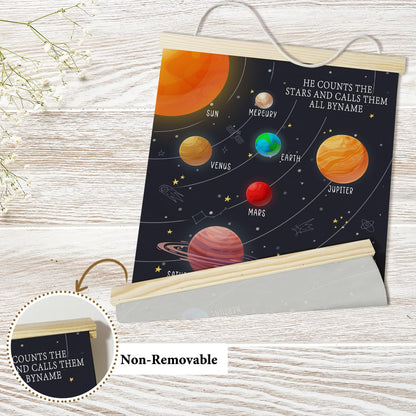 Nopoben Solar System Poster Hanger Frame, Outer Space Canvas Wall Art, Educational Planets Wall Decoration for Kids, Classroom Nursery Kids Room Playroom Preschool Decor(12x16 Inches)-01