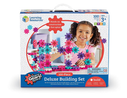 Learning Resources Gears! Gears! Gears! Deluxe Building Set Pink - Toddler Building Toys, STEM Activities, Fine Motor Skills, Critical Thinking, Birthday Gift Idea for Girls and Boys