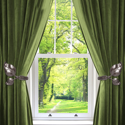 HIKMLK Leaf Shaped Curtain Tieback Holdbacks 2pcs, Handmade Metal Curtain Side Holders for Wall, Curtain Hook Pull Backs for Drapes Window Decoration