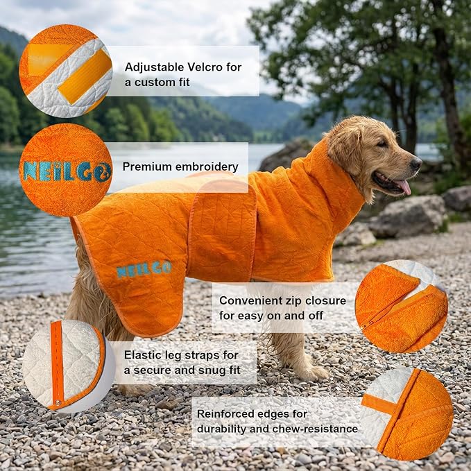 Fast Drying Double-Layer Dog Robe, 720g Heavyweight Dog Bathrobe, Super Absorbent Dog Towels for Drying Large Dogs, Bamboo Cotton Warm Dog Pajamas, Light Green