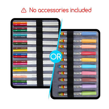MEEDEN Pencil Marker Organizer Case: Premium PU Leather Zipper Pouch Lined with Silky Velvet - Large Capacity Pen Bag Supplies for Men & Artists – Slate Gray