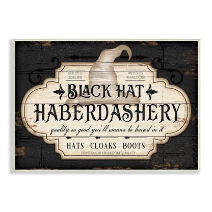 Stupell Industries Black Hat Haberdashery Halloween Sign Spooky Heirloom Quality
