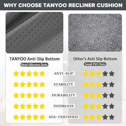 TANYOO Recliner Cushion for Elderly - Patented Dual Seat Cushion for Sagging Recliner Replacement Booster Cushion for Easy Get Up from Chair, Sofa & Couch, Relieves Long-Sitting Pain 20x20x5 Brown
