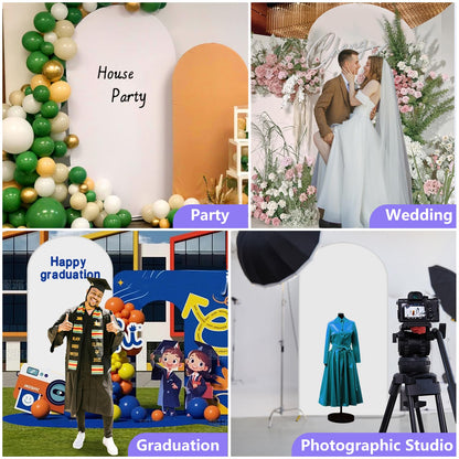 7.2FT Arch Backdrop Cover, Wedding Arch Cover Spandex Fitted Stretchy Background Stand, 2-Sided White Backdrop for Birthday Party Decorations Ceremony Baby Shower Banquet Christmas