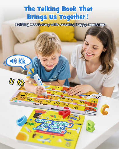TEKFUN Musical Word Talking Pen Book Set, Interactive Audio Sound Books, Learning Education Toys, Early Educational Autism Therapy Birthdays for Toddlers Kids 1 2 3 4 5