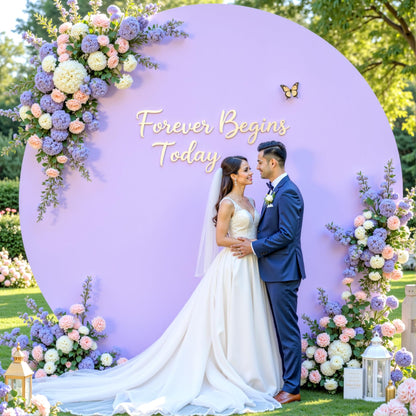 6.6FT Purple Round Backdrop Cover Lavender Lilac Balloon Circle Arch Backdrop Cover Wedding Round Arch Covers Stretchy Spandex Bridal Shower Baby Shower Birthday Party Thanksgiving Photo Backdrop