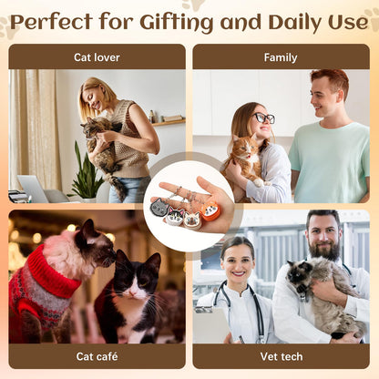 Gerrii 24 Set Cat Clicker Fidget Keychain 3D Printed Sensory Clicker Fidget Toys with Inspirational Cards Stress Relief Positive Gifts for Coworkers Teacher Graduation Party Favors (Colourful, Cat)