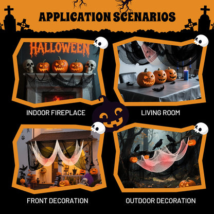 Yeomant 6Pcs Halloween Creepy Cloth 30×72inch, Scary Halloween Fabric Gauze, 2Pcs Blood 4Pcs Black Creepy Cloth for Yard, Doorway, Haunted House Party