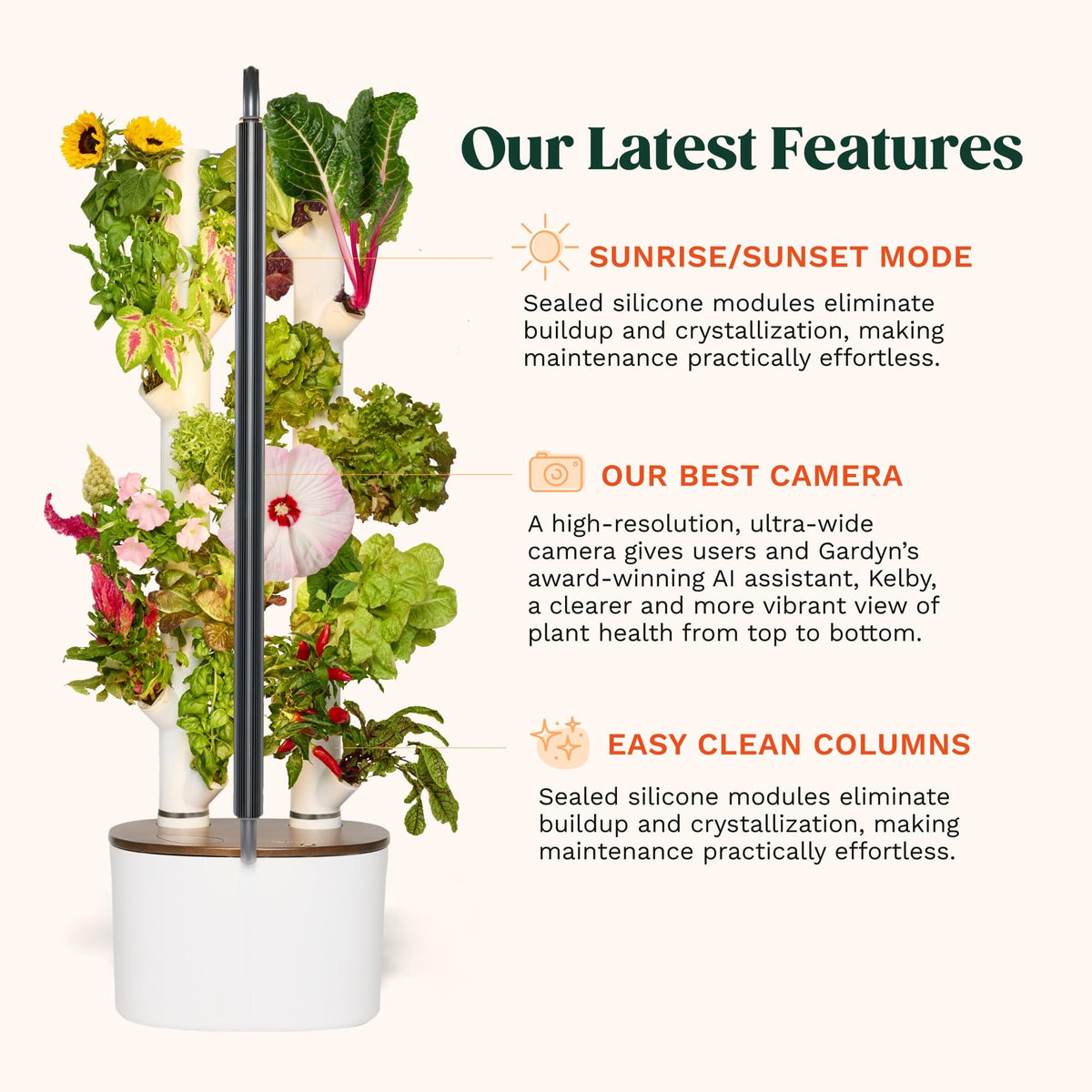 New & Improved! Gardyn Studio 2 Hydroponics Growing System - 16 Non-GMO Plants, Herbs, Vegetables - Smart Tower - Hydroponic Herb Garden Planter Indoor Kit - Indoor Gardening System w/Grow Lights