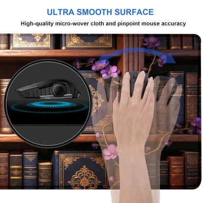 Extended Gaming Mouse Pad 31.5 x11.8 inch, Large Non-Slip Rubber Desk Mat for Gamers, Waterproof Smooth Surface for Precise Mouse Control, Washable Computer Keyboard Pad (Gothic Crow Library)