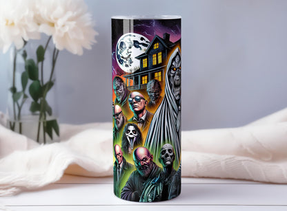 Casitika Horror Movie Merchandise. 20 Oz Halloween Tumbler With Lid And Straw. Scary Movie Cups For Horror Room Decor. (Ghost)