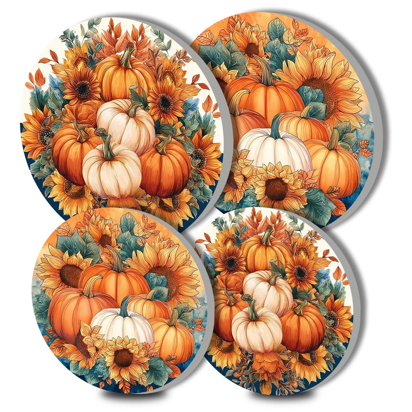 Autumn Pumkin Art Electric Stove Burner Covers,4 Pcs Halloween Pumkin,Sunflowers Stove Burner Covers,Thankgiving Stove Burner Cover,8 Inch and 10 Inch, Fall Metal Cooktop Home kitchen Decorative