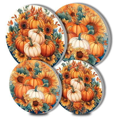 Autumn Pumkin Art Electric Stove Burner Covers,4 Pcs Halloween Pumkin,Sunflowers Stove Burner Covers,Thankgiving Stove Burner Cover,8 Inch and 10 Inch, Fall Metal Cooktop Home kitchen Decorative