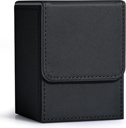 ZLCA Card Deck Box for Trading Cards, MTG YuGiOh Deck Case Holds 100+ Single Sleeved Cards, PU Leather Magnetic Card Storage Box Fits for TCG CCG Magic Game Cards (Black)