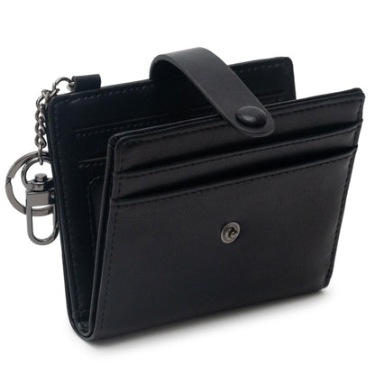 Alldaily Slim Keychain Wallet for Women, RFID Blocking Small Bifold Travel Credit Card Holder (Black)
