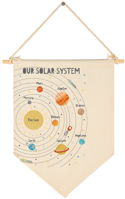 Solar System Educational Decor,Space Decoration Gift-Canvas Hanging Pennant Flag Banner for Nursery Baby Kids Girl Boy Teen Bedroom Playroom Decor-Christmas Birthday Present