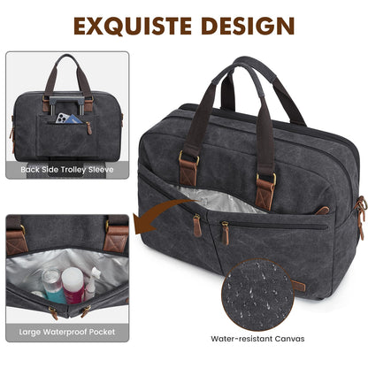 S-ZONE Expandable Duffle Bag for Travel 33L 50L Canvas Weekender Overnight Bags Men Women