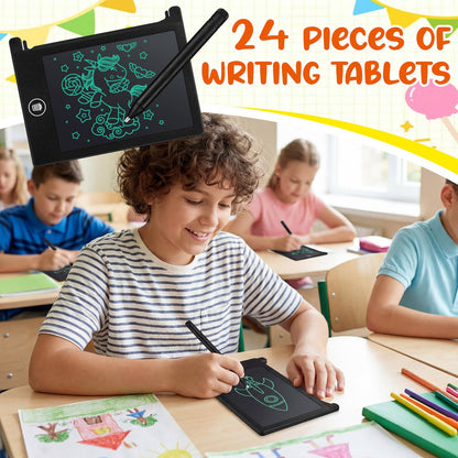 Zhehao 24 Pack LCD Mini Writing Tablet for Kids 4.5 Inch Doodle Board Bulk Erasable Reusable Electronic Drawing Pad Birthday Party Favors Goodie Bag Classroom Gifts(Black)