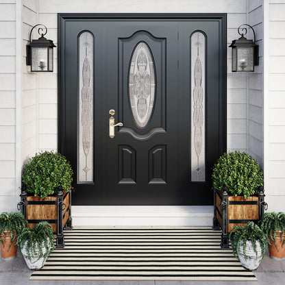 Black and White Outdoor Rug, 2x4.3 Striped Front Door Rug Cotton Hand-Woven Reversible Entryway Rugs Welcome Layered Doormat Porch Rugs for Entrance Decor Farmhouse Kitchen