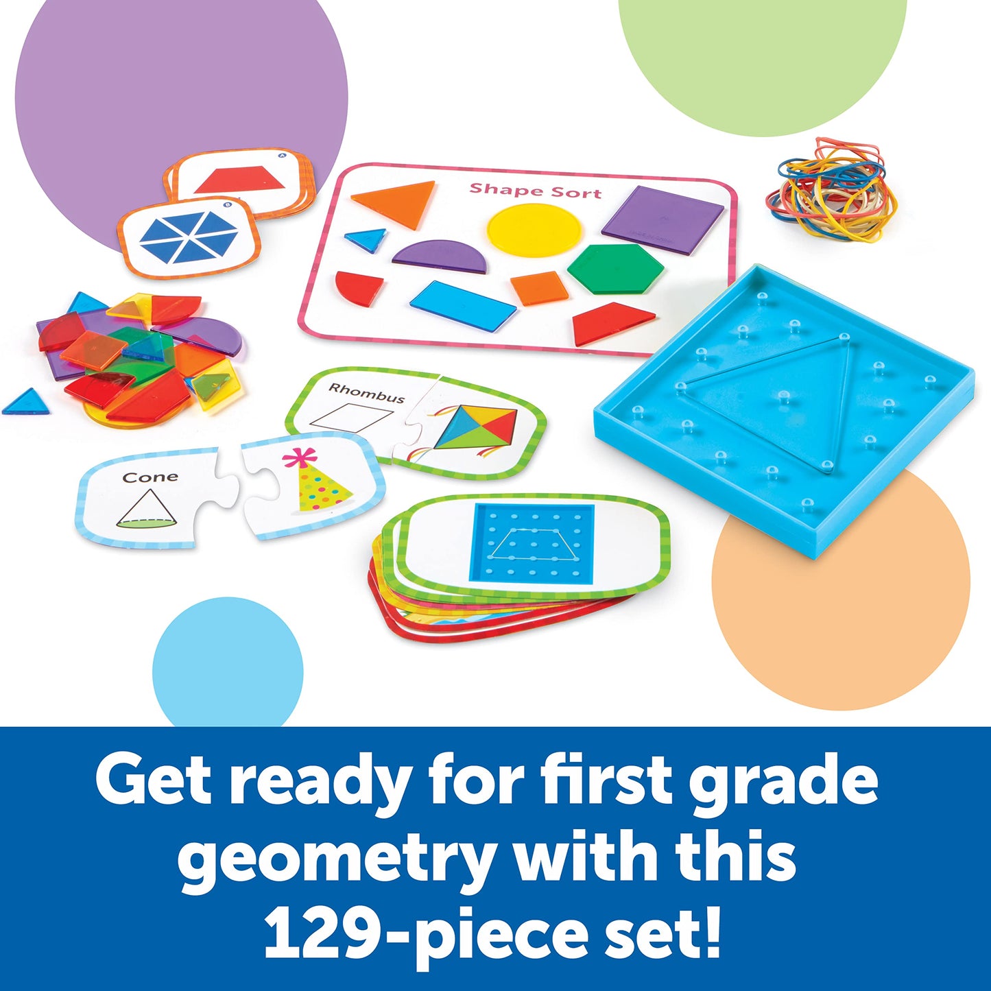 Learning Resources Skill Builders First Grade Geometry - Geometry Set for Students, First Grade Math Manipulatives, Hands On Learning Activities, Homeschool and Classroom Math Teaching Tools