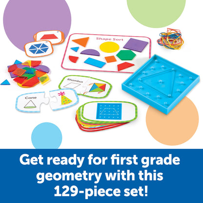 Learning Resources Skill Builders First Grade Geometry - Geometry Set for Students, First Grade Math Manipulatives, Hands On Learning Activities, Homeschool and Classroom Math Teaching Tools