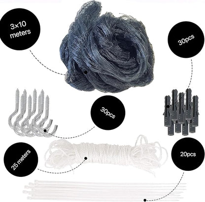 Cat Netting Balcony 10 * 33ft Pet Mesh Fence for Balcony Black Nylon Balcony Netting for Pets Anti-Fall Cat Net for Balcony and Windows