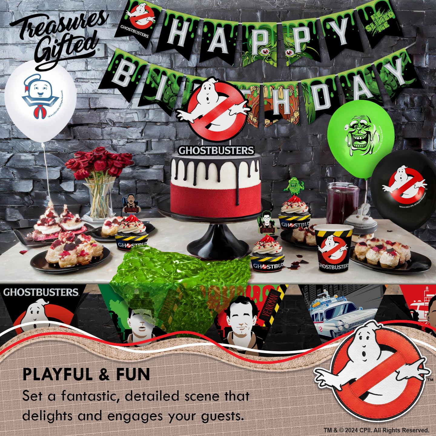 Treasures Gifted Officially Licensed Ghostbusters Party Decorations Serves 16 Guests - Complete Set Ghostbusters Birthday Decorations - Ghostbusters Party Supplies, Ghostbusters Plates & More