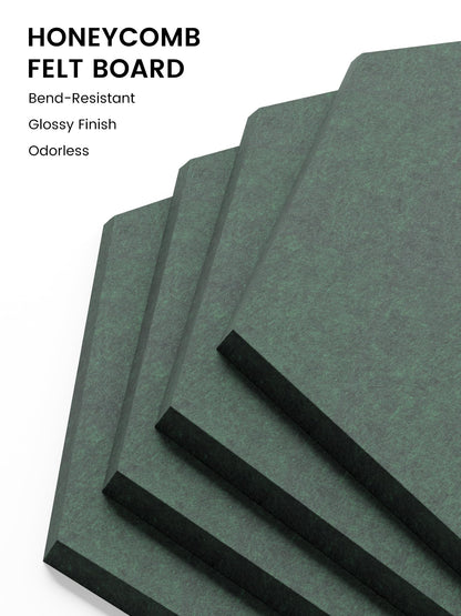 Fluxynara Hexagon Cork Board Alternative for Walls Decor-12-Pack Felt Bulletin Board Tiles,with 30 Pushpins,70 Adhesive Tabs for Office,Classrooms & Home Pin Board Felt Board-Pine Green