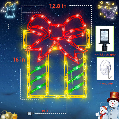 TRWYMZ 16" Christmas Window Silhouette Lights Decorations - 4 Pack Christmas Lighted Gift Boxes- Used for Holiday Christmas Trees, Wall, Fireplaces, Interior and Exterior Door and Window Decorations