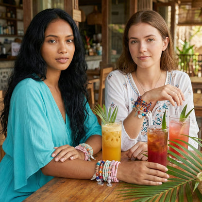 Msndnjr Beaded Bracelets for Women -Boho Beaded Bracelet Stack for Women, 6-Piece Stackable Stretch Bracelets Set, Colorful Layered Beaded Bracelets for Summer Beach & Festivals