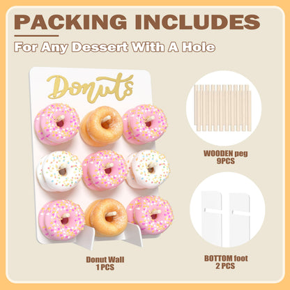 APOIMNA Wooden Donut Wall Display Stand, Holds 9 Donuts Decorative Donut Board, Rustic Donut Holder for Wedding, Party Event Dessert Table(1 Pack White)