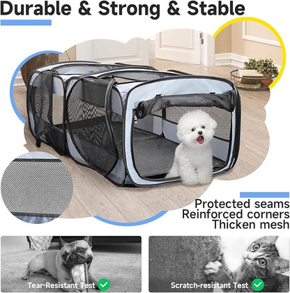2-in-1 Dog Playpen, 58''Pop Up Cat Puppy Pet Playpen Indoor/Outdoor Cats Enclosed, Cat Dog Tent Crate Cage Kennel, Portable Playpen for Kitten, Small Animals Play Pen(No Divider, Unified Space)
