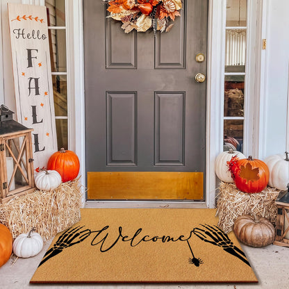 Yookeer 14 Pcs Fall Halloween Stencils for Door Mats, Reusable Pumpkin Ghost Welcome Templates for Autumn Halloween Painting on Doormat Wood Signs Wall Crafts DIY Project