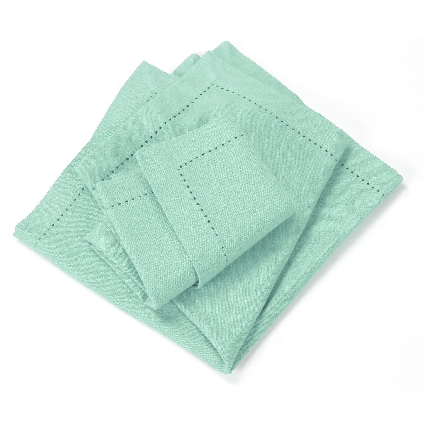 Cotton Cloth Dinner Napkins Set of 12 - Hemstitched 18x18 Inch Decorative Soft Durable Washable Reusable Perfect for Dining Table Décor Farmhouse Easter Christmas Party Wedding & Everyday Use - Aqua