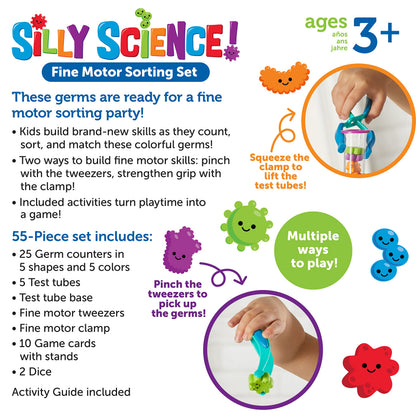 Learning Resources Silly Science Fine Motor Sorting Set - 55 Pieces, Age 3+ Educational Toy, Preschool Fine Motor Skills, PreK Manipulatives
