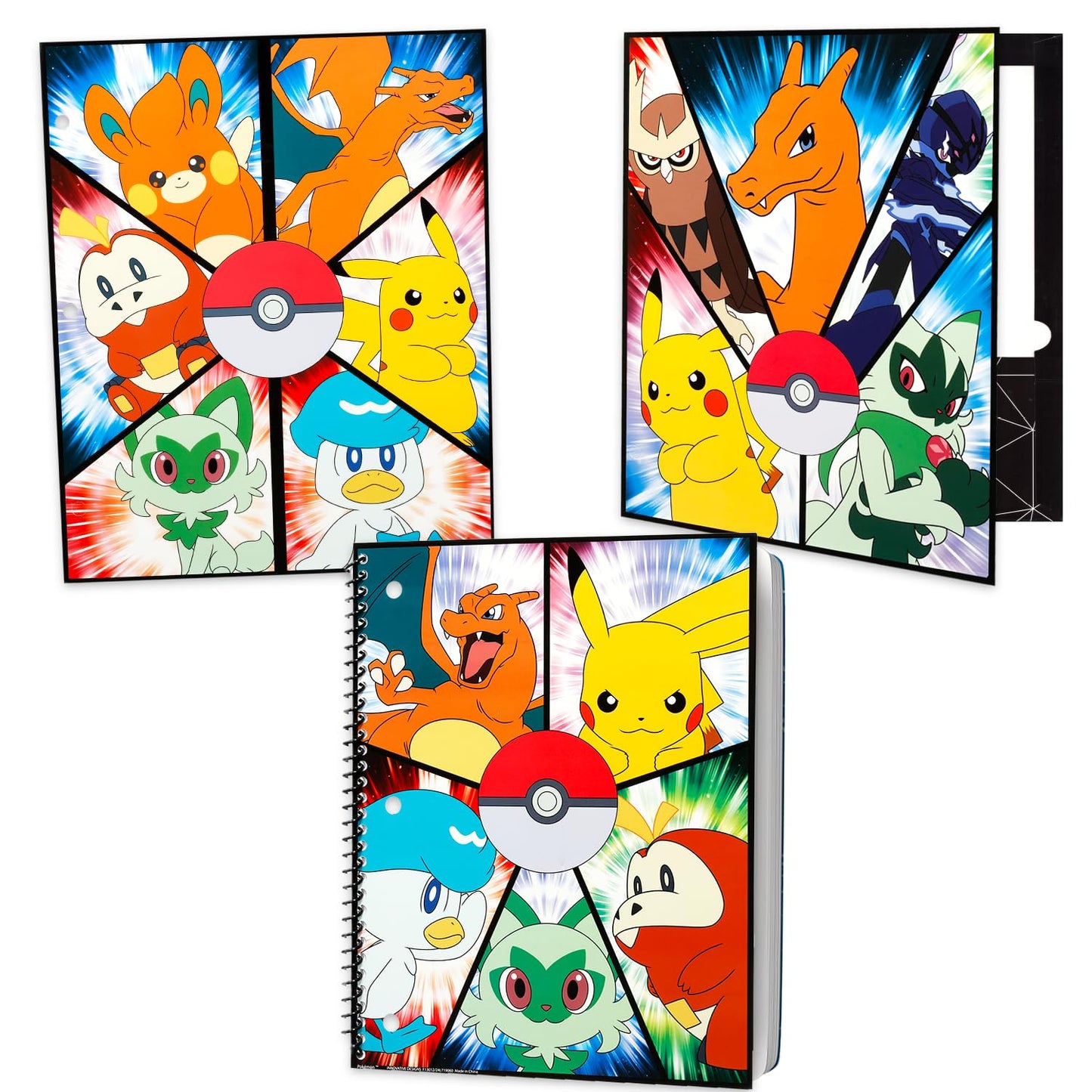 Pokemon Back to School Set for Kids - 11 Piece Bundle with Pikachu Folders, Notebook, Pencils, Bookmark, Stickers, and More | Nintendo School Supplies